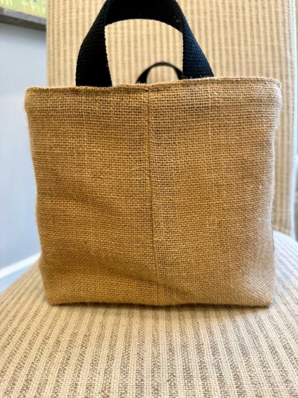 Canvas Mail Storage Basket with Handles - Natural and Black - Picture 4 of 10